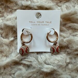 NWT gold tone baseball earrings